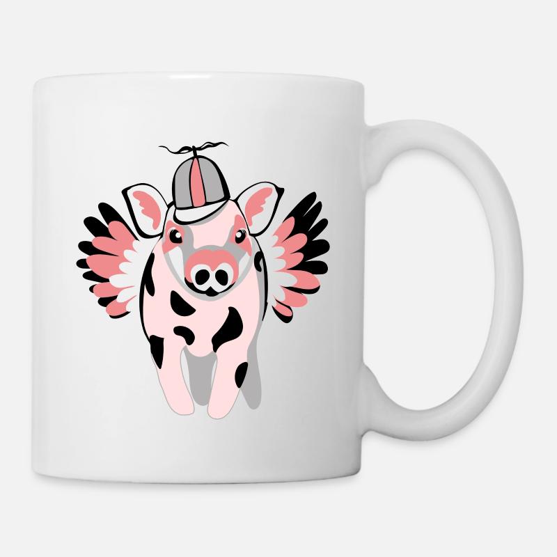 petit cochon ailé - Mug blanc - blanc
