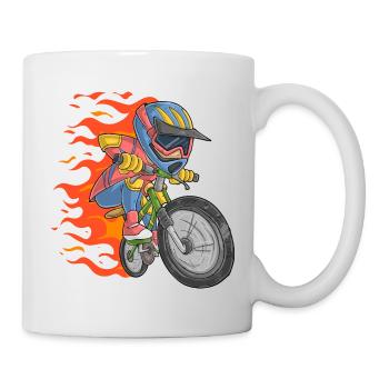 Biker mit Flammen - Tasse - Weiß - Rechts