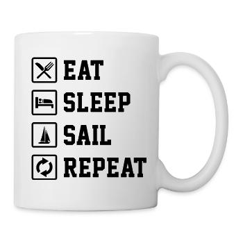 Eat Sleep Sail Repeat Sailor Skipper Captain Sailb - Tasse - Weiß - Rechts