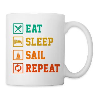 Eat Sleep Ship Repeat Sailor Skipper Captain Sailb - Tasse - Weiß - Rechts