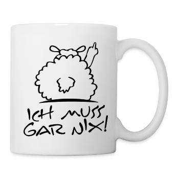 faules schaf - Statement Spruch ich - muss gar nix - Tasse - Weiß - Rechts