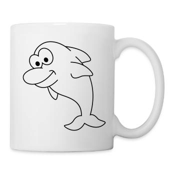 Delfin Comic Tier - Tasse - Weiß - Rechts