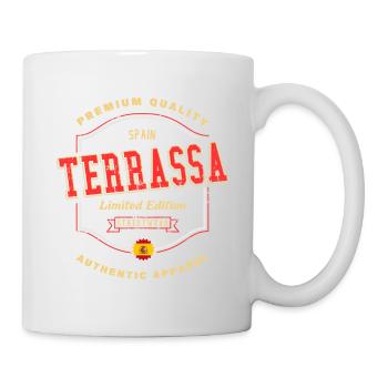 Terrassa Spanien Stadt Schrift Vintage Retro - Tasse - Weiß - Rechts