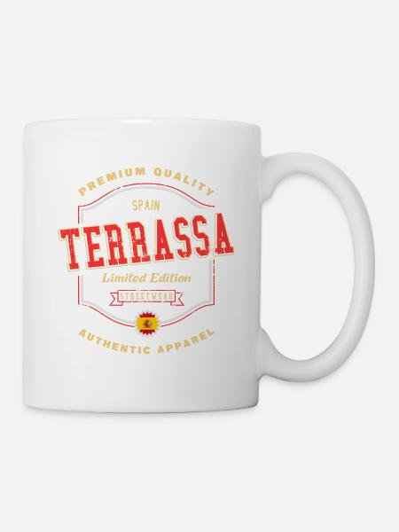Terrassa Spanien Stadt Schrift Vintage Retro - Tasse - Weiß