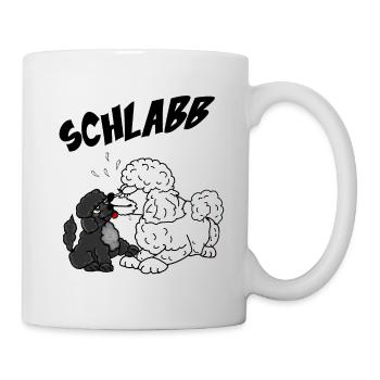 Schlabb - Lustiges Pudelmotiv - Pudel und Welpe - Tasse - Weiß - Rechts