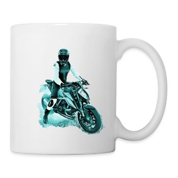 Motorradfahrer Nakedbike hellblau - Tasse - Weiß - Rechts