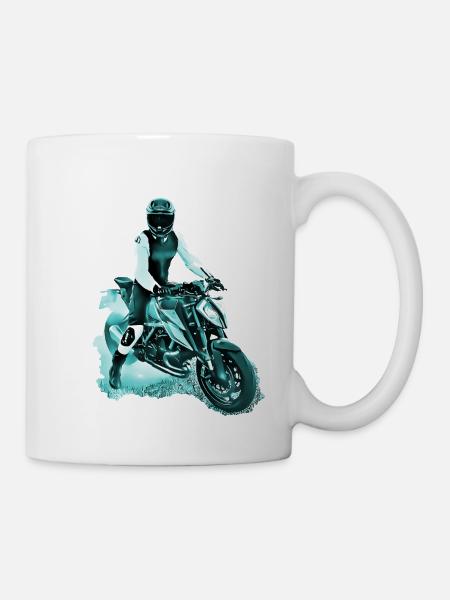 Motorcyclist Nakedbike light blue - Mug - white