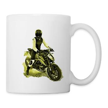 Motorcyclist Nakedbike yellow - Mug - white - Right