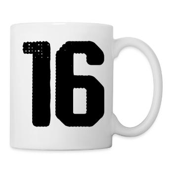 16 Zahl Trikot - Tasse - Weiß - Rechts