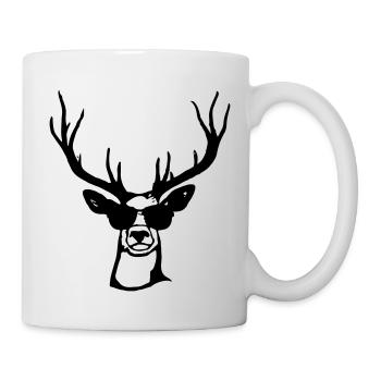 Hirsch mit Sonnenbrille Tracht Lustig und Cool - Tasse - Weiß - Rechts