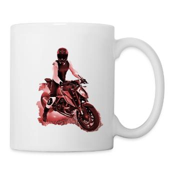 Motocycliste Nakedbike marron - Mug blanc - blanc - Droite