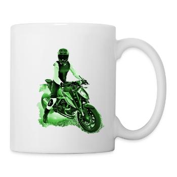 Motocycliste Nakedbike vert - Mug blanc - blanc - Droite