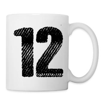 12 Zahl Trikot - Tasse - Weiß - Rechts