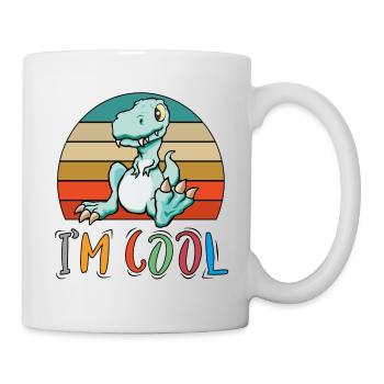 Baby Kind Sprüche Cool Dinosaurier Retro - Tasse - Weiß - Rechts