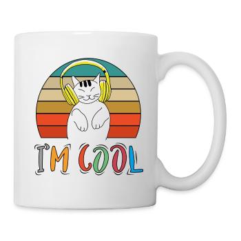 Baby Kind Tiere Cool Retro Katze Musik - Tasse - Weiß - Rechts