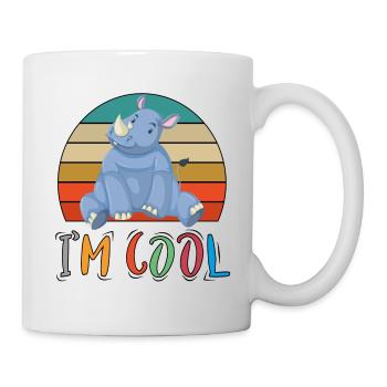 Baby Kind Tiere Cool Retro Nashorn - Tasse - Weiß - Rechts