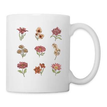 Wildblumen Vintage Blumen botanisch - Tasse - Weiß - Rechts