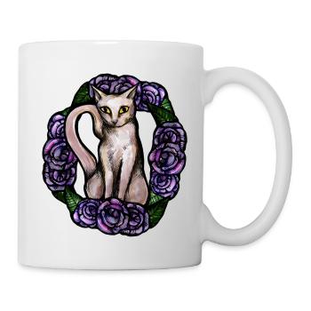 Chat Blanc Purple Rose - Mug blanc - blanc - Droite