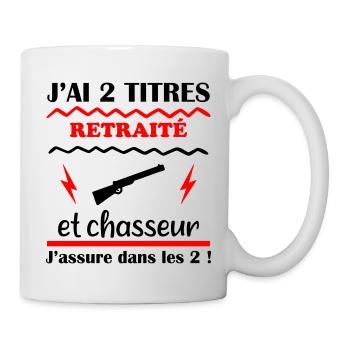 J'ai deux titres retraité et chasseur,chasse - Mug blanc - blanc - Droite