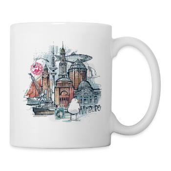 Hamburg Illustration - Tasse - Weiß - Rechts