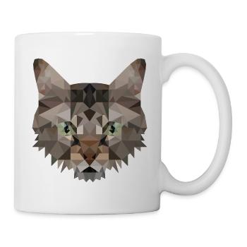 Polygon Katze Artwork - Handmade design - Tasse - Weiß - Rechts
