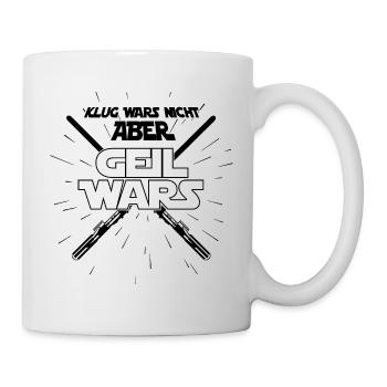 Klug wars nicht, GEIL WARS Lustiger Spruch JGA - Tasse - Weiß - Rechts