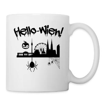 Halloween Hello Wien Vienna Stadt Kürbis Touristen - Tasse - Weiß - Rechts