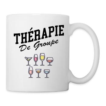 Humour apéro vin thérapie de groupe - Mug blanc - blanc - Droite
