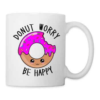 Donut Worry Be Happy - Süßes Donut Gesicht - Tasse - Weiß - Rechts