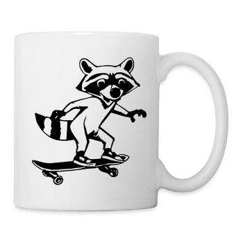 Raccoon Skateboard Drôle d’idée cadeau - Mug blanc - blanc - Droite