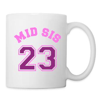 Mid Sis 2023 Mittlere Schwester Baby Geburt Kind - Tasse - Weiß - Rechts