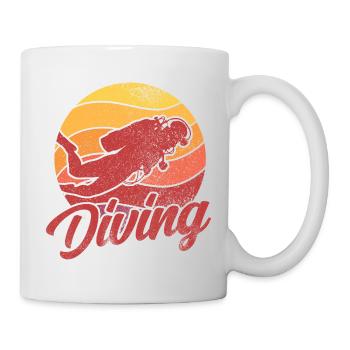 Retro Graphic Snorkeler Scuba Diver Diving Snorkel - Tasse - Weiß - Rechts