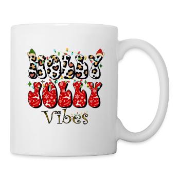 Holly Jolly Vibes, Weihnachtsstimmung, Weihnachtsfamilie - Tasse - Weiß - Rechts