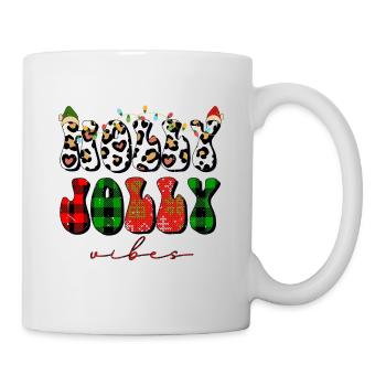 Holly Jolly Vibes, Weihnachtsstimmung, Weihnachtsfamilie - Tasse - Weiß - Rechts