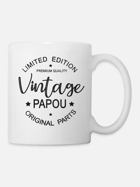 vintage papou cadeau cool anniversaire papy - Mug blanc - blanc