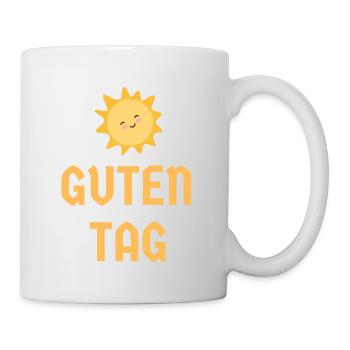 Guten Tag - lächelnde Sonne - morgendliche Freude - Tasse - Weiß - Rechts