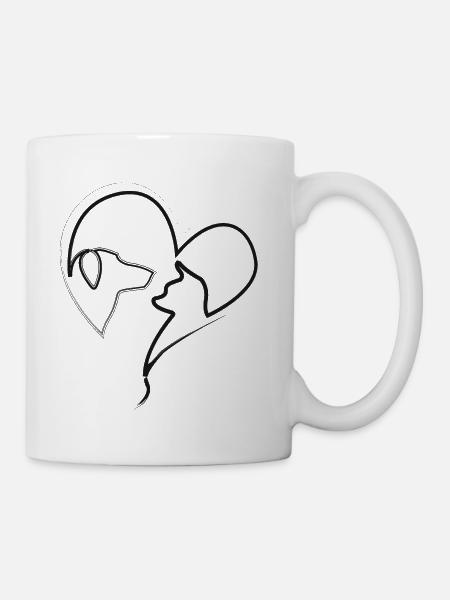 Katzenhund in Herzform - Tasse - Weiß
