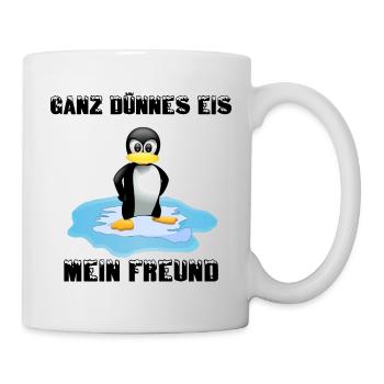 Ganz Dünnes Eis - Mein Freund - Pinguin fun4m3 - Tasse - Weiß - Rechts