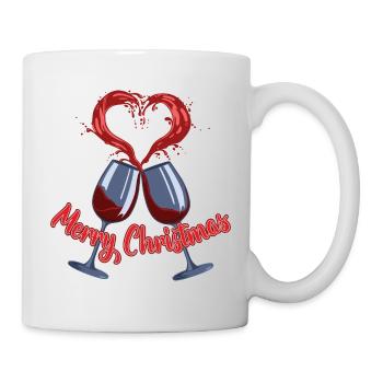 Frohe Weihnachten süßes Herz Cheers Weinglas Weihnachten - Tasse - Weiß - Rechts