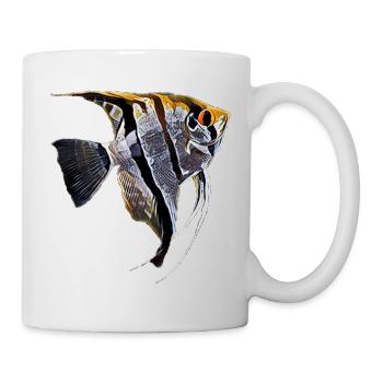 Kaiserfisch Tropischer Fischhalter Cichlid Fischfächer - Tasse - Weiß - Rechts
