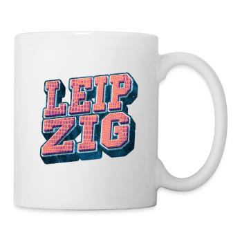 Leipzig Deutschland Stadt Schrift Vintage Retro - Tasse - Weiß - Rechts