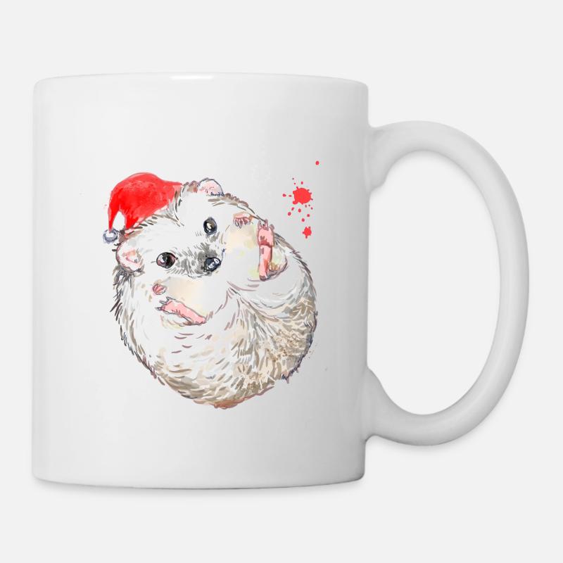 Weihnachtsigel - Igel mit Weihnachtsmütze - Tasse - Weiß
