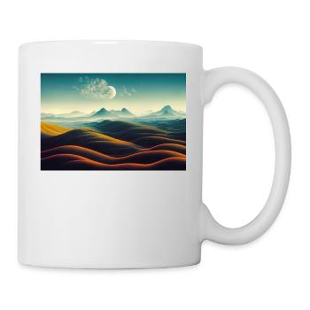Desert mountains landscape with the moon - Mug - white - Right