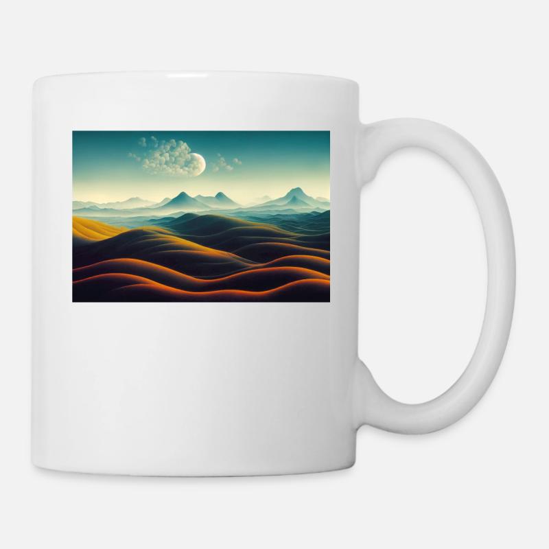 Paysage de montagnes désertiques avec la lune - Mug blanc - blanc