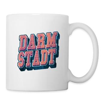 Darmstadt Deutschland Stadt Schrift Vintage Retro - Tasse - Weiß - Rechts