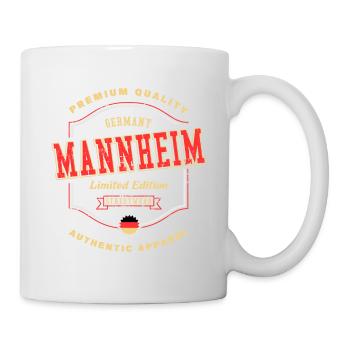 Mannheim Deutschland Stadt Schrift Vintage Retro - Tasse - Weiß - Rechts