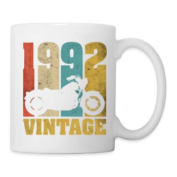 1992 Jahrgang Geburtstag Biker Motorrad Geschenk - Tasse - Weiß - Rechts