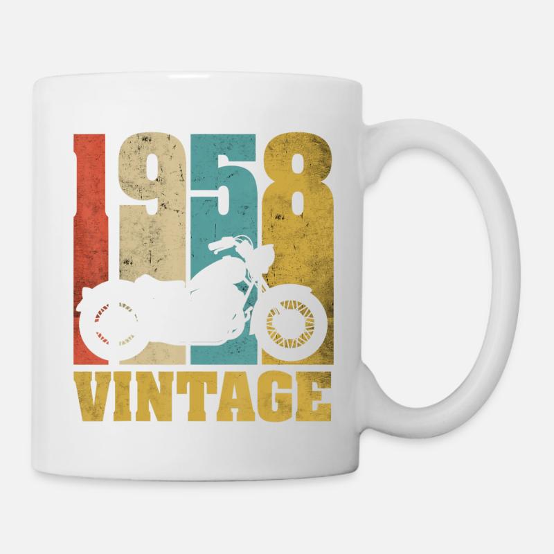 1958 Born birthday biker motorcycle gift - Mug - white