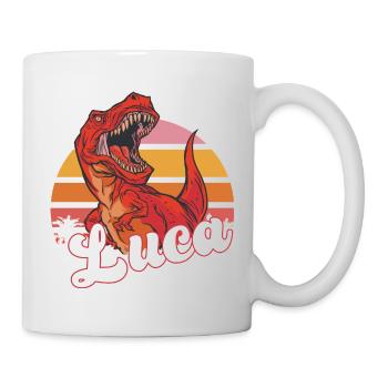LUCA - Beau nom de garçon avec T-REX Dino - Mug blanc - blanc - Droite
