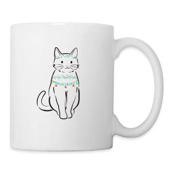 Weihnachtsbeleuchtung Katze, Miau-Weihnachten - Tasse - Weiß - Rechts